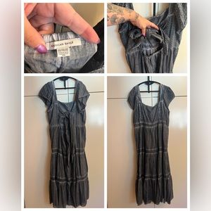 American Eagle tiered midi dress in charcoal gray XXL